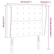 Горна табла за легло с уши, синя, 83x23x118/128 см, плат