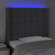 LED горна табла за легло, тъмносива, 83x16x118/128 см, плат