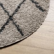 Шаги килим с дълъг косъм "PAMPLONA" бежов и антрацит Ø 280 см