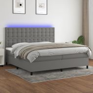 Боксспринг легло с матрак и LED, тъмносива, 200x200 см, плат