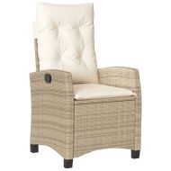 Градински комплект с възглавници, 7 части, бежов полиратан