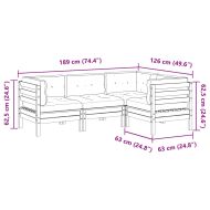 Градински комплект с възглавници, 4 части, импрегниран бор