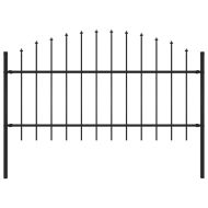Градинска ограда с връх тип копие, стомана, 181x125 см, черна