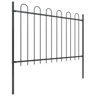 Градинска ограда с извити върхове, стомана, 8,5x1,2 м, черна