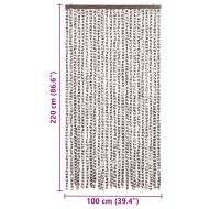 Завеса против насекоми, таупе и бяло, 100x220 см, шенил