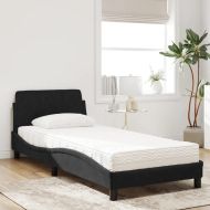 Легло с матрак, черно, 80x200 см, кадифе