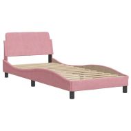 Легло с матрак, розово, 90x190 см, кадифе
