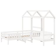 Комплект легло и пейка с покрив, бяла, 80x200 см, бор масив