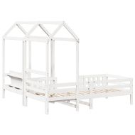 Комплект легло и пейка с покрив, бяла, 80x200 см, бор масив