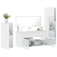 Комплект мебели за баня от 4 части, бял гланц, инженерно дърво