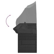 Градински диван от 4 части с възглавници, черен, полиратан