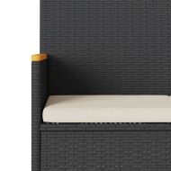 Градинска пейка 3-местна с възглавници черен полиратан