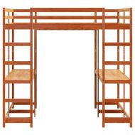 Таванско легло с бюро и стълба восъчнокафяво 180x200 см