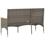 Градинска пейка 3-местна с възглавници сив полиратан