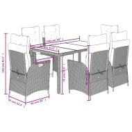 Градински трапезен комплект 7 части с възглавници сив полиратан