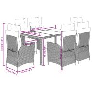 Градински трапезен комплект 7 части с възглавници сив полиратан