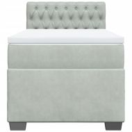 Боксспринг легло с матрак, светлосива, 90x190 см, кадифе