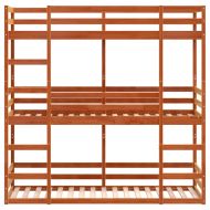 Триетажно легло, восъчнокафяво, 90x190 см, борово дърво масив