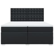 Боксспринг легло с матрак, черно, 200x200 см, изкуствена кожа