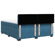 Боксспринг легло с матрак, синьо, 200x200 см, кадифе