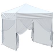Сгъваема парти палатка със странични стени, бяла, 2x2 м