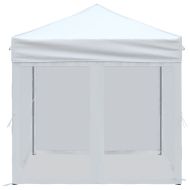 Сгъваема парти палатка със странични стени, бяла, 2x2 м