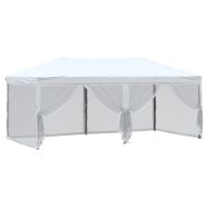 Сгъваема парти палатка със странични стени, бяла, 3x6 м