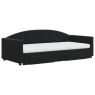 Канапе с изтеглящо легло и чекмеджета черно 90x200 см кадифе