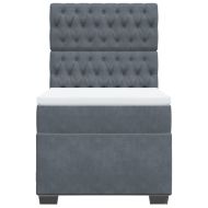 Боксспринг легло с матрак, тъмносиво, 100x200 см, кадифе