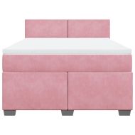 Боксспринг легло с матрак, розова, 140x190 см, кадифе