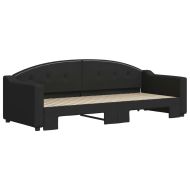 Канапе с изтеглящо разтегателно легло черно 80x200 см плат