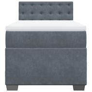 Боксспринг легло с матрак, тъмносиво, 90x200 см, кадифе