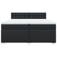 Боксспринг легло с матрак, черно, 200x200 см, изкуствена кожа