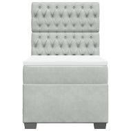 Боксспринг легло с матрак, светлосиво, 80x200 см, кадифе