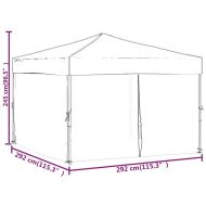 Сгъваема парти палатка със странични стени, черна, 3x3 м