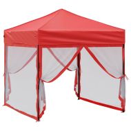 Сгъваема парти палатка със странични стени, червена, 2x2 м