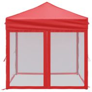 Сгъваема парти палатка със странични стени, червена, 2x2 м