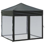 Сгъваема парти палатка със странични стени, черна, 2x2 м