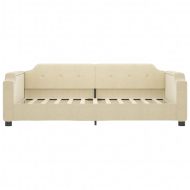 Канапе с изтеглящо разтегателно легло кремаво 80x200 см плат