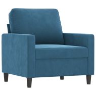 Кресло с табуретка, Синьо, 60 см, кадифе