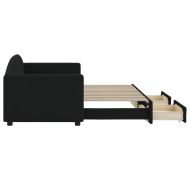 Канапе с изтеглящо легло и чекмеджета черно 80x200 см плат
