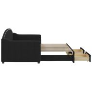 Канапе с изтеглящо легло и чекмеджета черно 80x200 см плат