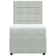 Боксспринг легло с матрак, светлосива, 90x190 см, кадифе