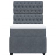 Боксспринг легло с матрак, тъмносив, 90x190 см, кадифе