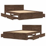 Рамка за легло с табла, кафяв дъб, 120x200 см, инженерно дърво