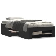 Рамка за легло, черна, 90x190 см, инженерно дърво