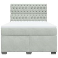 Боксспринг легло с матрак, светлосиво, 160x200 см, кадифе