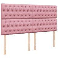 Боксспринг легло с матрак, розово, 200x200 см, кадифе