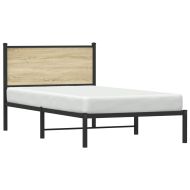 Метална рамка за легло с табла, дъб сонома, 100x190 см
