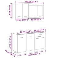 Комплект кухненски шкафове 4 части дъб сонома инженерно дърво